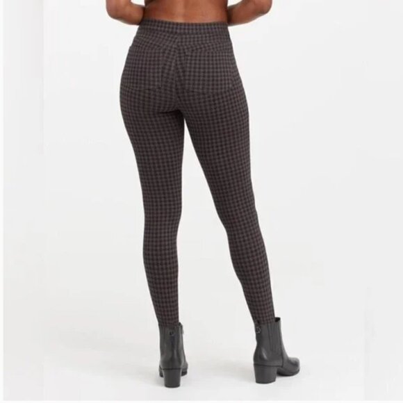 NWT SPANX Women's Small Ankle Jean-ish Leggings Houndstooth Pull On Gray Black - Picture 2 of 16